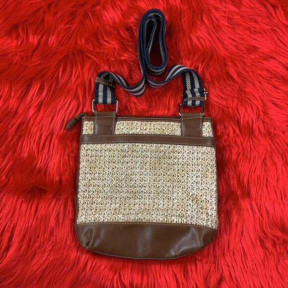 Chaps Rafia and stripe preppy crossbody or shoulder bag - Picture 7 of 14